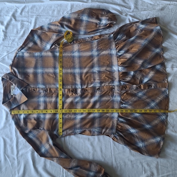 Plaid dress long sleeve button drop waist NWT  PROMESA - Picture 5 of 9